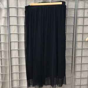 Classic Black Maxi Skirt - Women's Elegant Layered Design